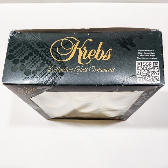 Krebs Christmas Glass Ball Ornaments 8 Pcs  2-5/8" Vanilla Ice Velvet Gold Caps - Picture 7 of 11